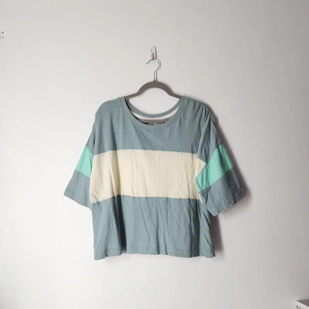 Anthropologie Saturday Sunday Colorblock Short Sleeve soft T-Shirt Size L large